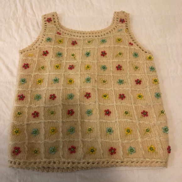 Vintage wool beaded floral vest EUC - Picture 3 of 9